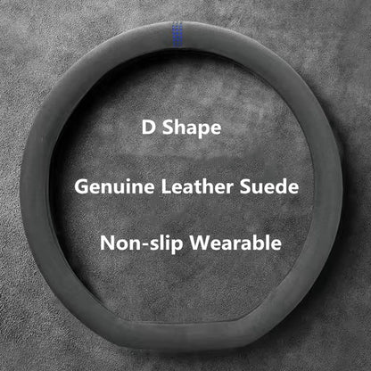 Suede Steering Wheel Cover – Universal 37–38cm, D & O Shape