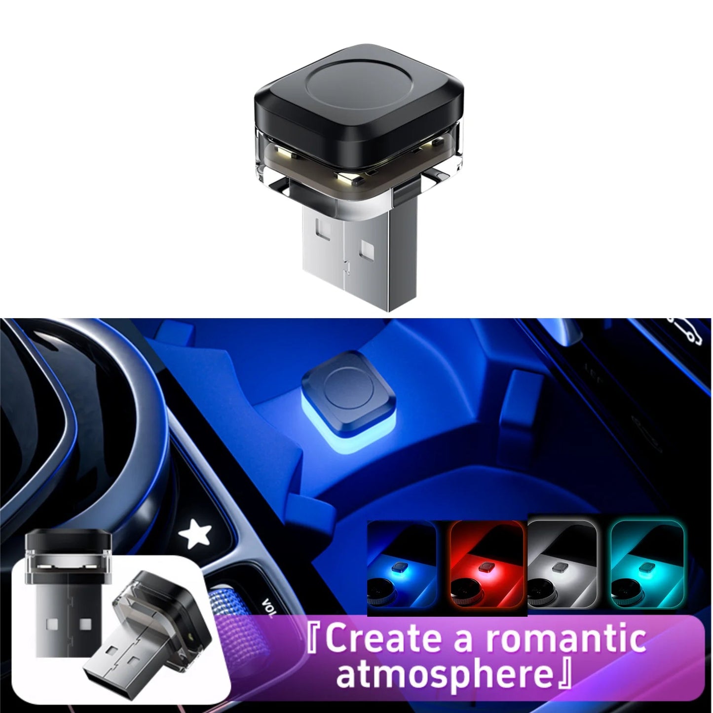 Car USB LED Atmosphere Light – Plug & Play Interior Mood Lamp 5V