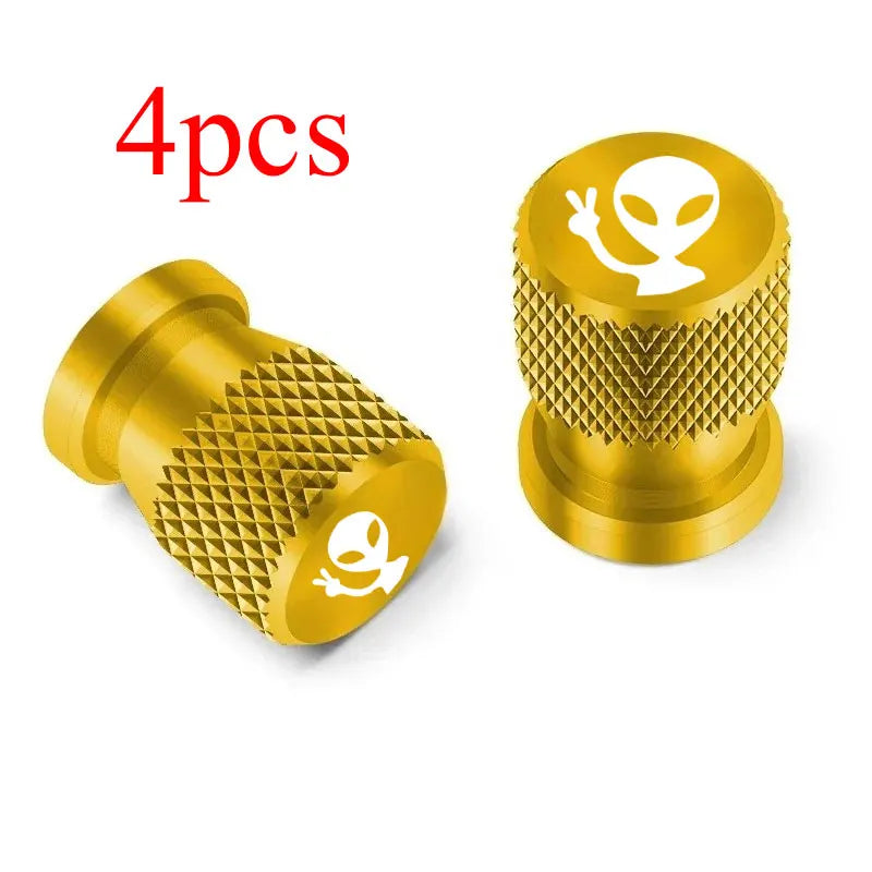 4Pcs Alien Car Wheel Tire Valve Cap