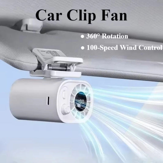 360° Clip-On USB Rechargeable Fan - 100-Speed 1800mAh Portable Cooling Fan