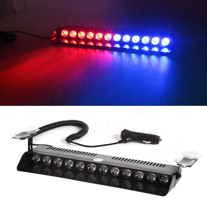 12 LED Car Strobe Warning Light – 12V Waterproof Flash Beacon