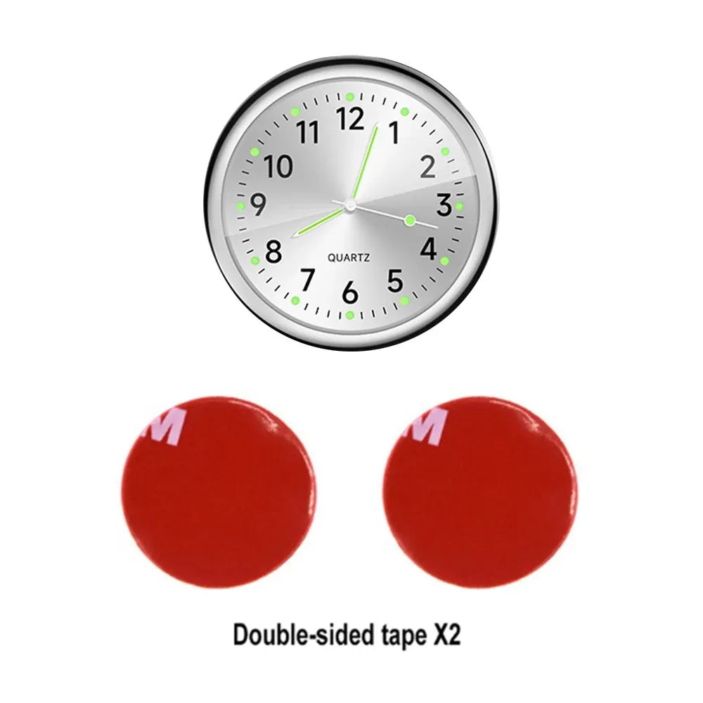 Mini Car Clock – Stick-On Quartz with Sapphire Glass & Luminous Dial