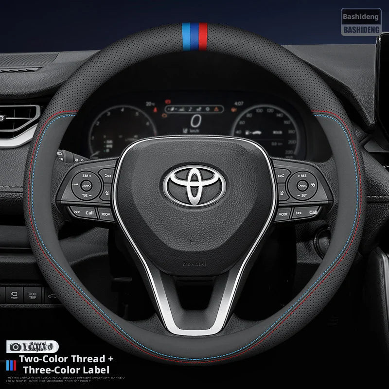 Leather Steering Wheel Cover – Multi-Color Stitching