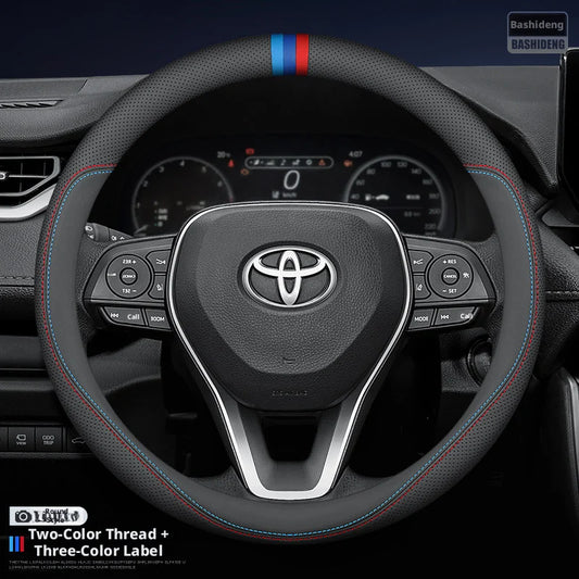 Leather Steering Wheel Cover – Multi-Color Stitching