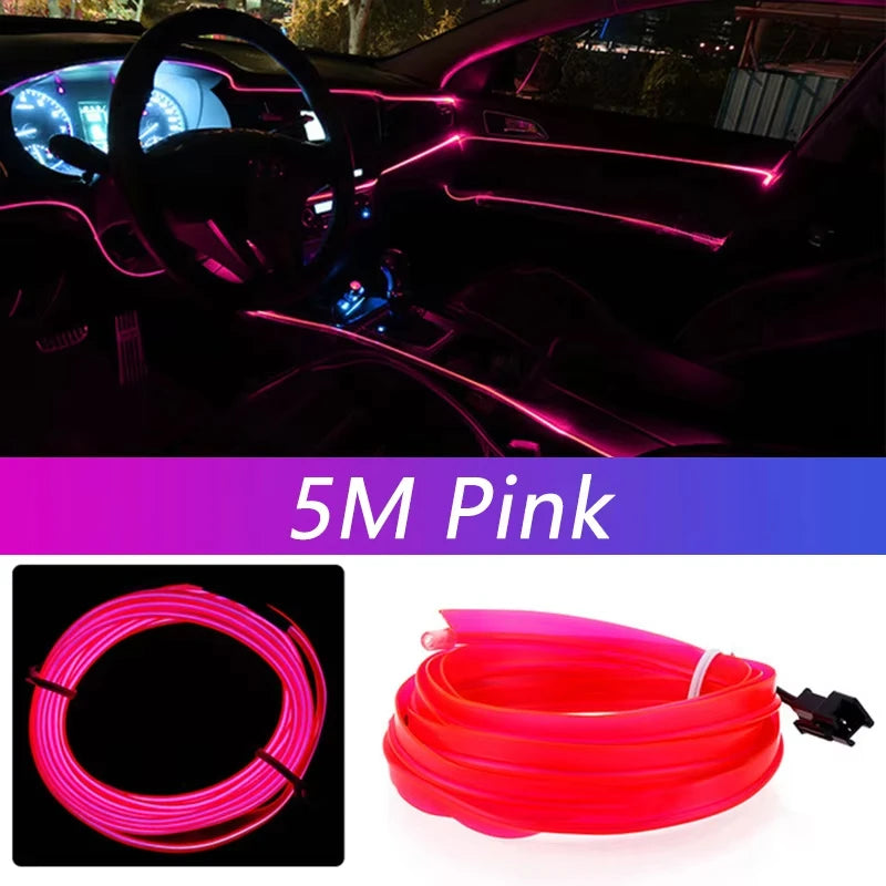 5m Neon EL Wire Car Interior Light – USB Ambient Atmosphere Strip (DIY)