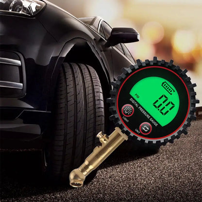 Heavy-Duty Digital Tire Pressure Gauge – 3–255 PSI Brass & Steel with Air Bleeder