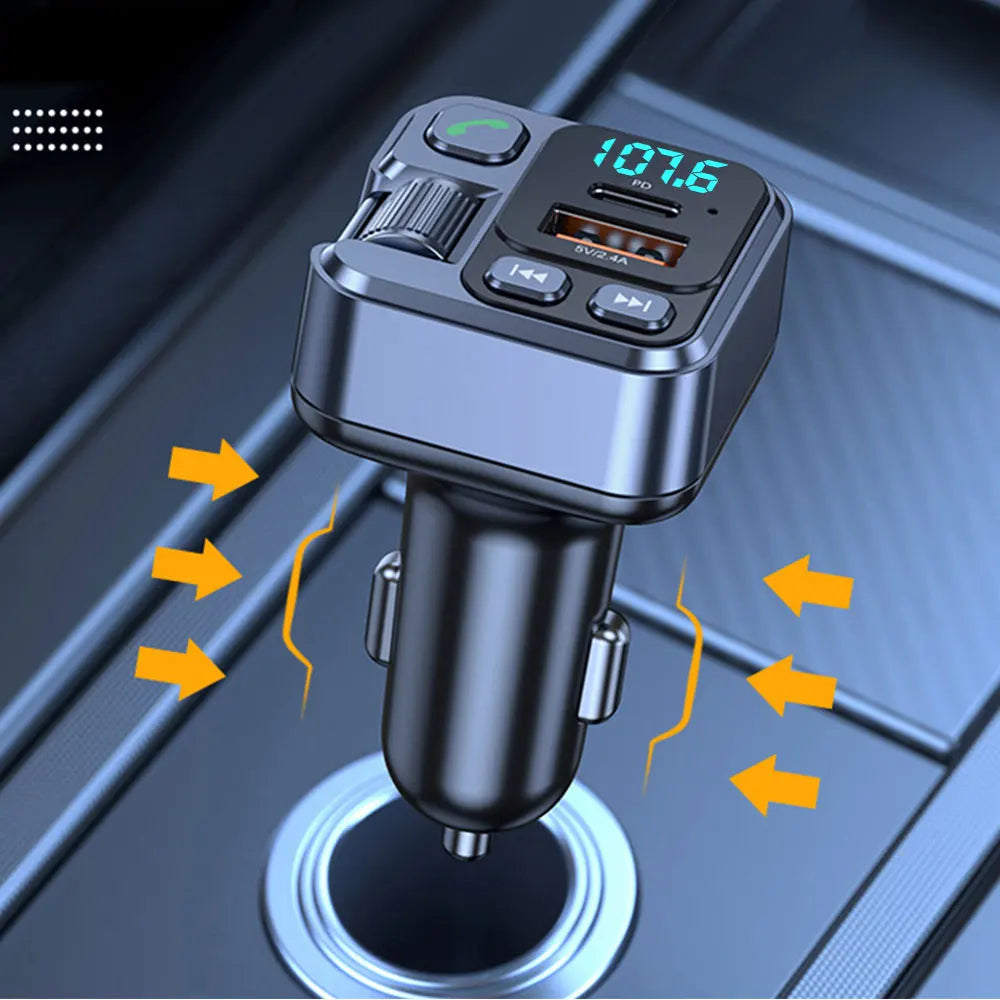 Bluetooth 5.1 FM Transmitter Car Charger 20W USB-C