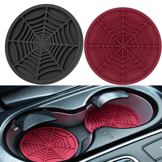 Spider Web Car Coasters – Non-Slip Silicone Cup Holder Inserts (4pcs)