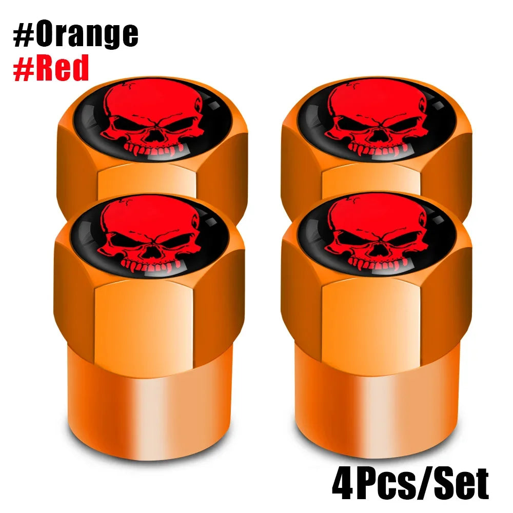 4Pcs/Set Skull Tire Valve Stem Cap