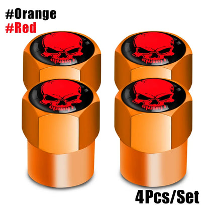 4Pcs/Set Skull Tire Valve Stem Cap