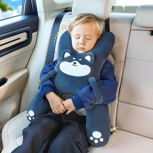 Kids Car Sleeping Pillow – Cartoon Headrest & Lumbar Support