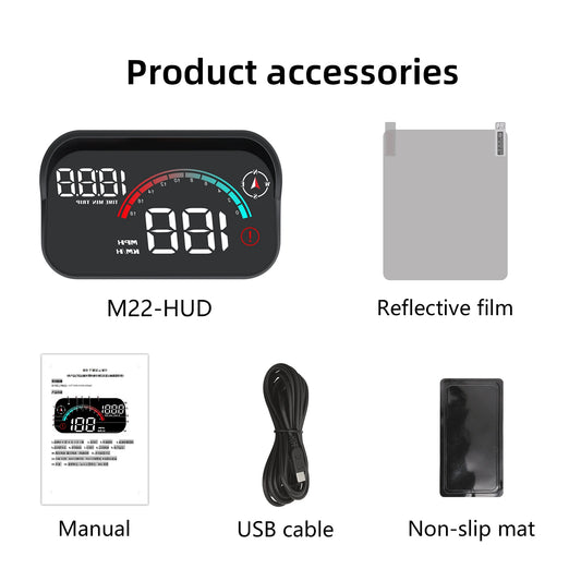 M22 Car HUD – GPS+Beidou Windshield Projector Digital Speedometer