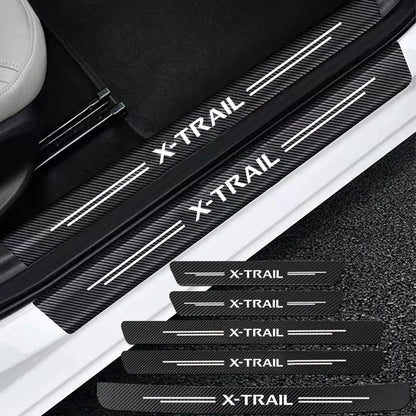 Carbon Fiber Door Sill Protector Sticker | Anti-Scuff Strip Kit
