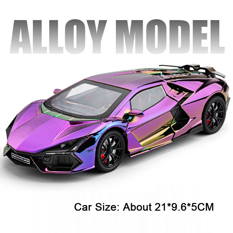 1:24 Scale Diecast Supercar Model with Sound & Light Pull Back