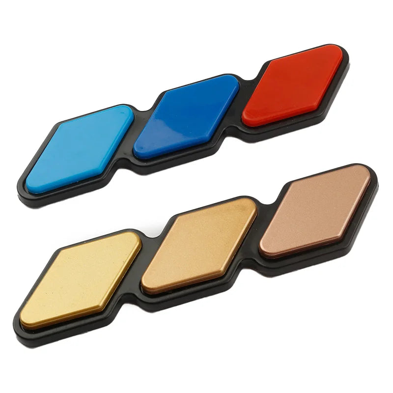3D Tri-Color Front Grille Emblem Sticker – Car Badge Decal