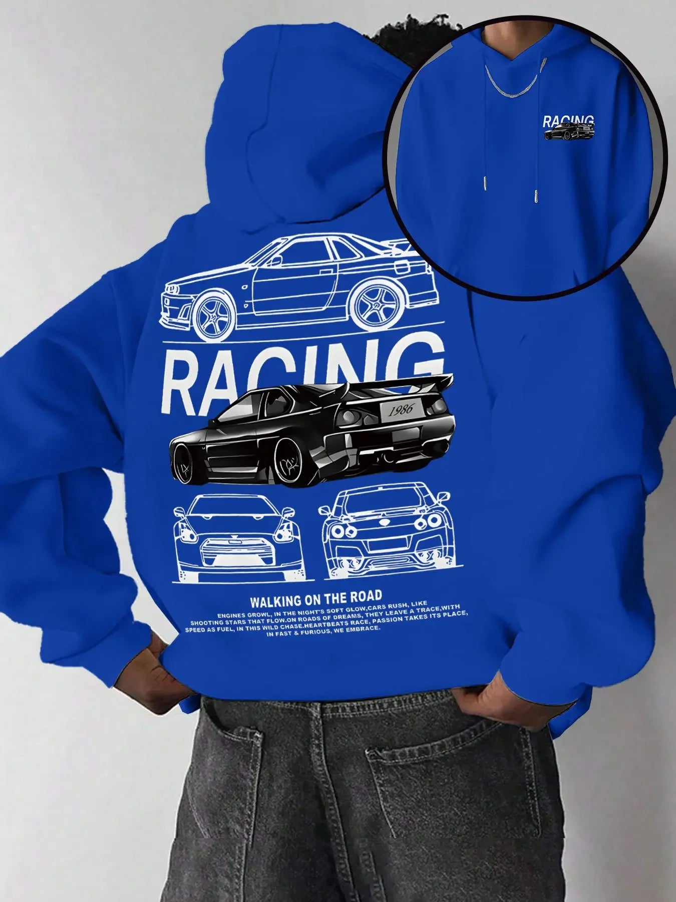 Racing Car Graphic Hoodie – Double-Sided Print Unisex Sweatshirt