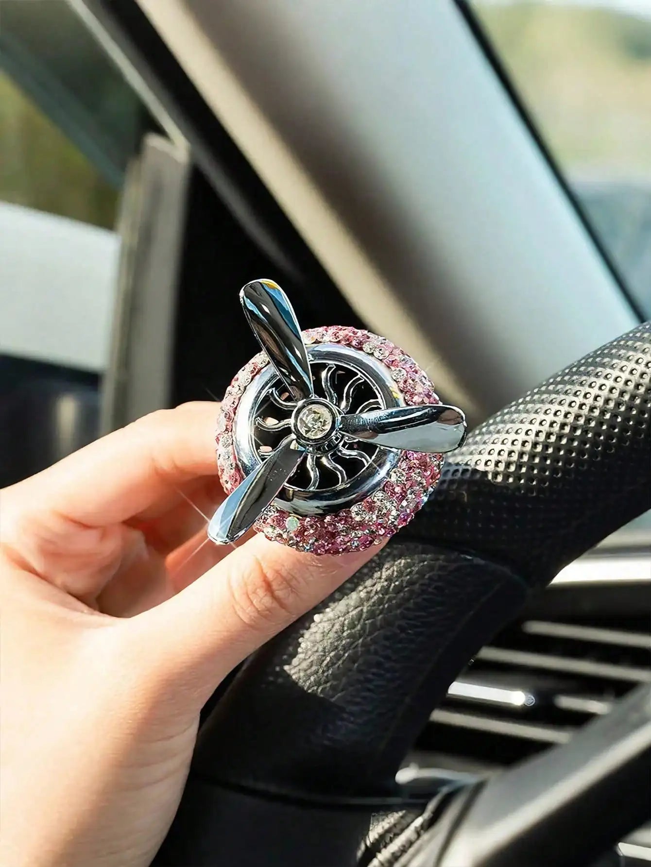 Luxury Rhinestone Rotating Car Air Freshener