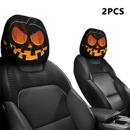 Car Headrest Pillowcase - Smiley Face Print Washable Polyester Cushion Cover Set of 2