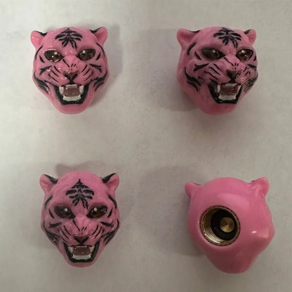 4Pcs Tiger Style Tire Valve Caps 3D