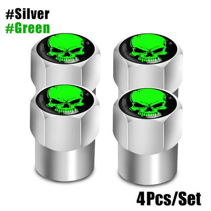 4Pcs/Set Skull Tire Valve Stem Cap