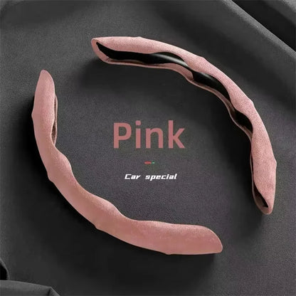 Suede Leather Steering Wheel Cover – Anti-Slip 38cm