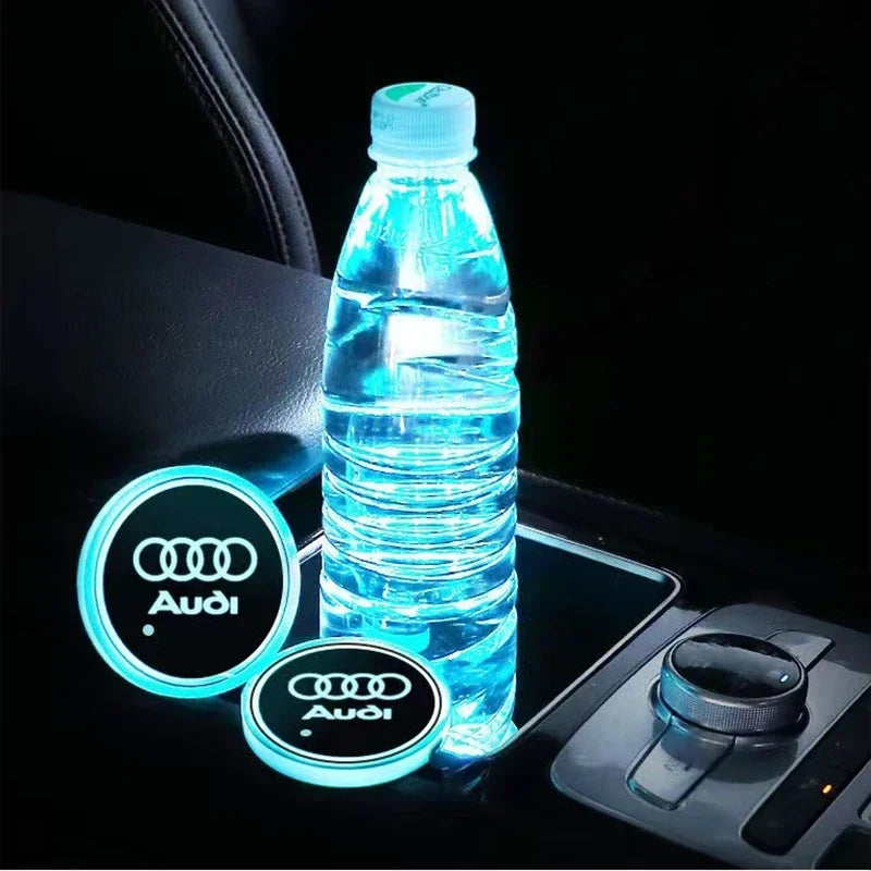 7-Color LED Car Cup Holder Light – Luminous Coaster (Set of 2)
