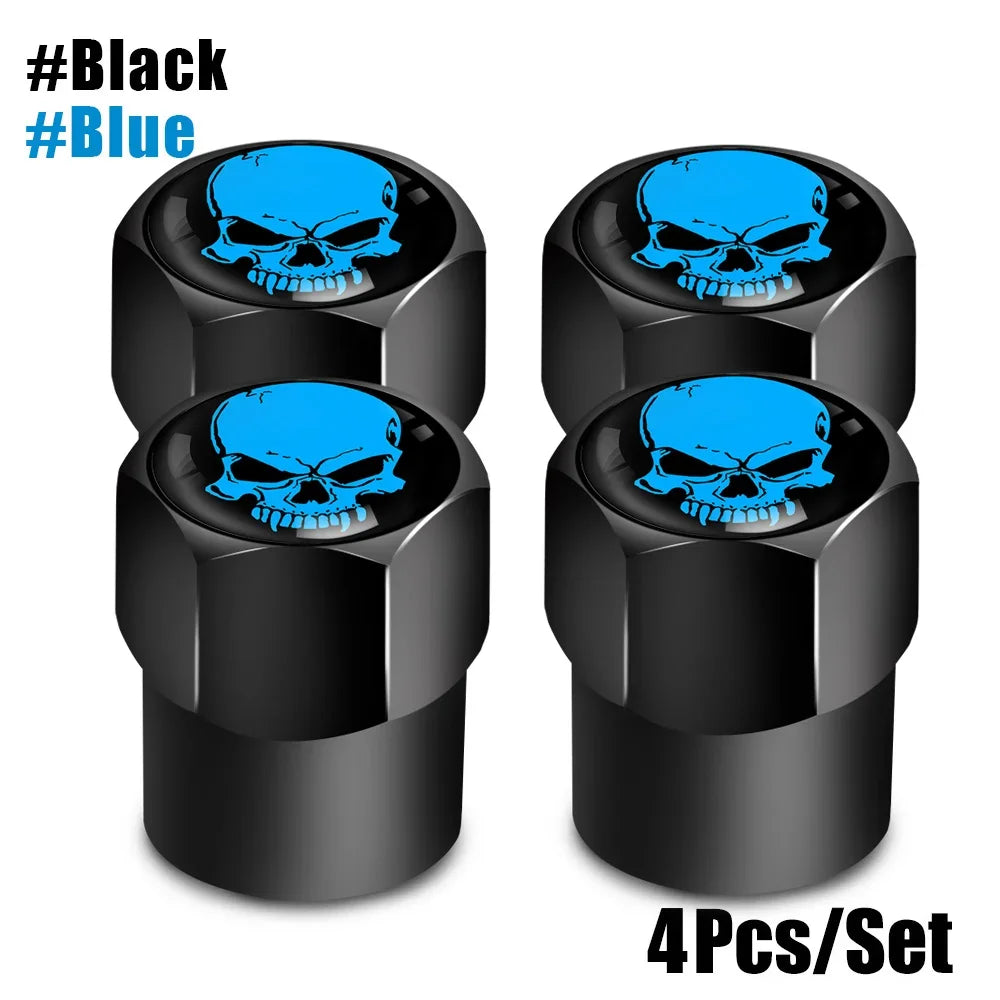 4Pcs/Set Skull Tire Valve Stem Cap