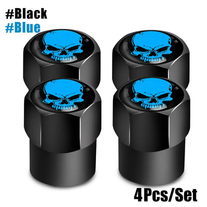 4Pcs/Set Skull Tire Valve Stem Cap