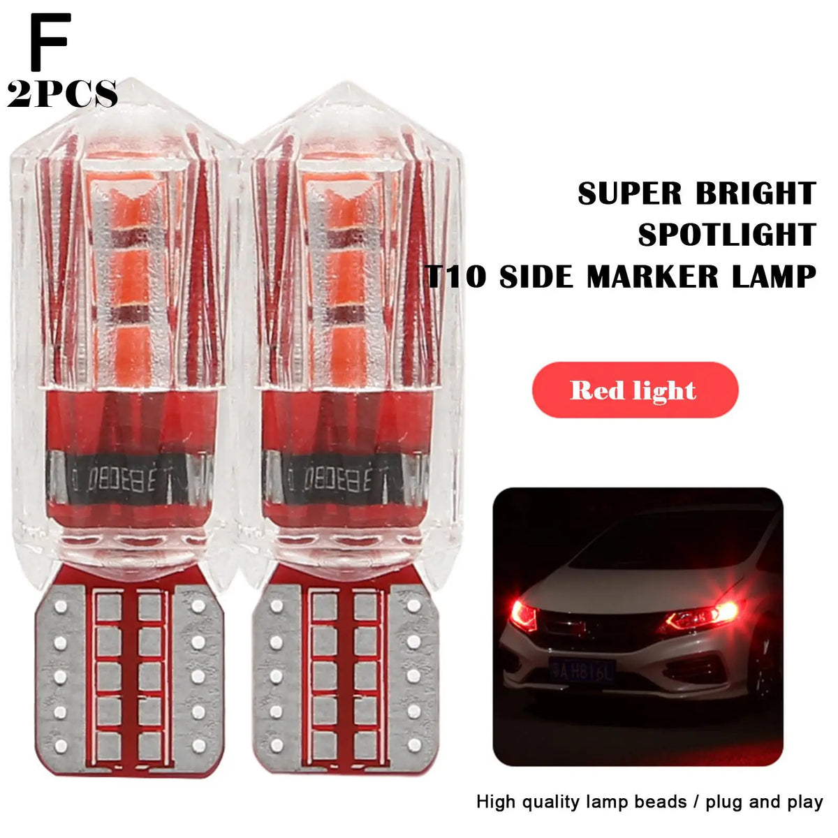 T10 LED Car Bulbs - 2-Piece Color Accent Set