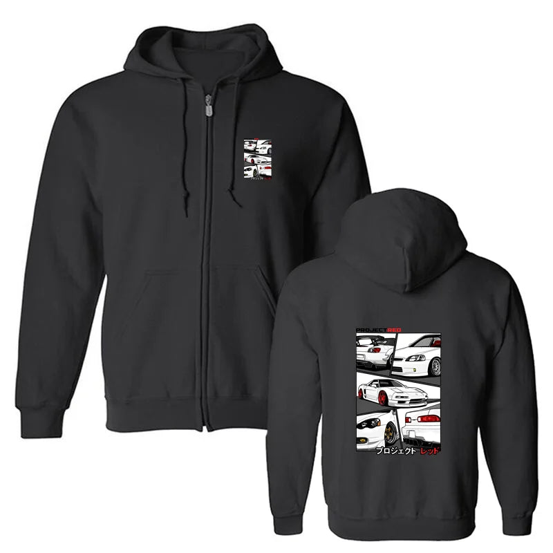 JDM Sports Car Hoodie – Zipper & Pullover Automotive Sweatshirt