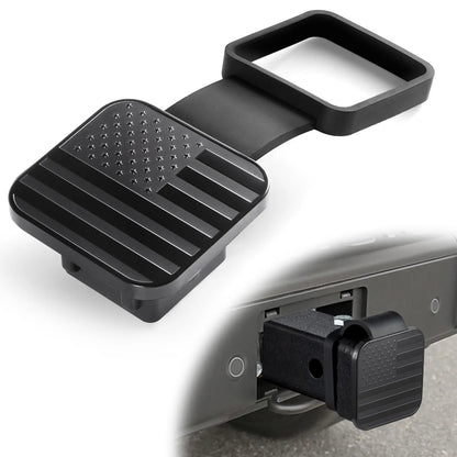 Trailer Hitch Receiver Cover - 2-Inch Aluminum & Rubber Plug