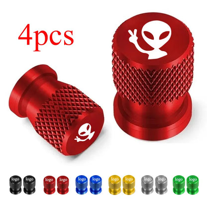 4Pcs Alien Car Wheel Tire Valve Cap