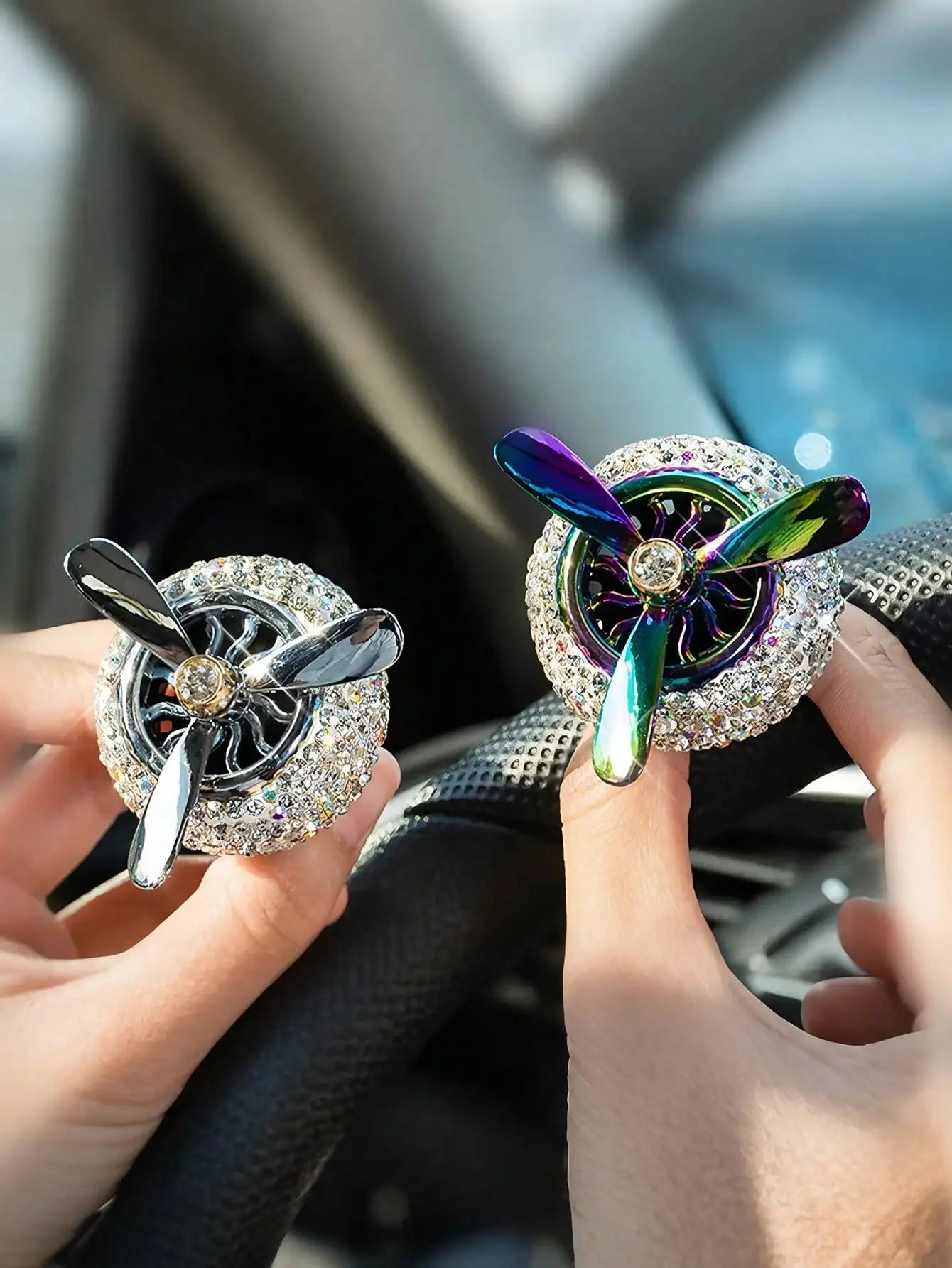 Luxury Rhinestone Rotating Car Air Freshener