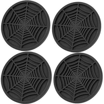 Spider Web Car Coasters – Non-Slip Silicone Cup Holder Inserts (4pcs)