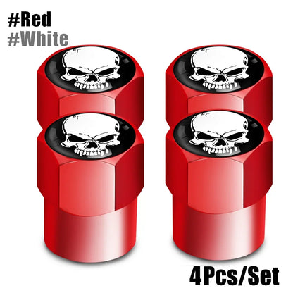 4Pcs/Set Skull Tire Valve Stem Cap