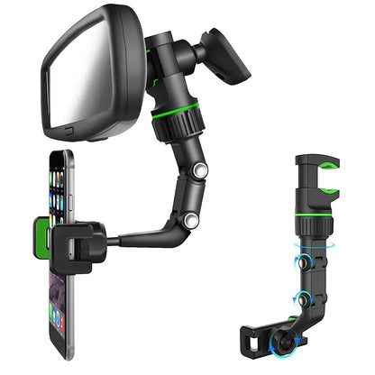 Rearview Mirror Phone Holder with Long Adjustable Arm & 360° Rotation