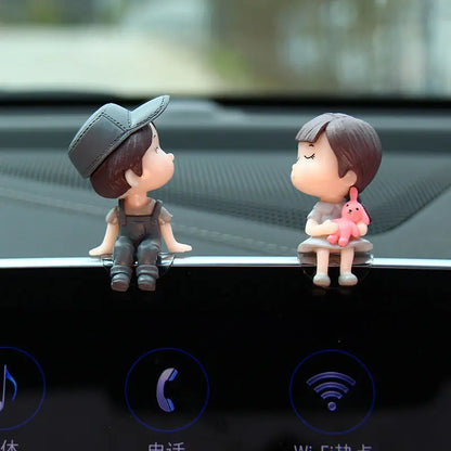 Cute Couple Car Dashboard Figurines – Resin Balloon Ornament Decoration