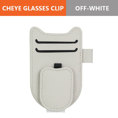 Magnetic Sun Visor Glasses Holder - Leatherette Clip Mount