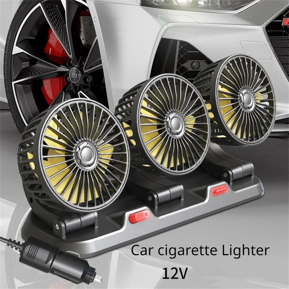3-Head Car Fan – 360° Adjustable Electric Fan USB / 12V / 24V, 2 Speeds