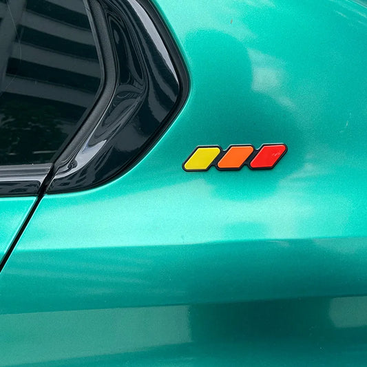 3D Tri-Color Front Grille Emblem Sticker – Car Badge Decal