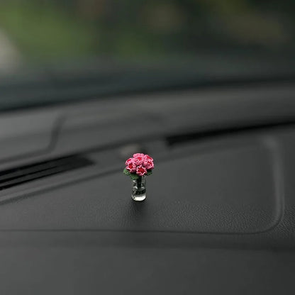 Mini Flower Vase Car Interior Ornament – Rose & Sunflower Console Decor