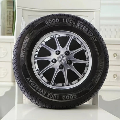 Car Tire Shaped Throw Pillow – 3D Print Round Cushion 40x40cm