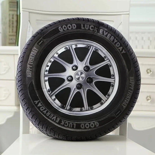 Car Tire Shaped Throw Pillow – 3D Print Round Cushion 40x40cm