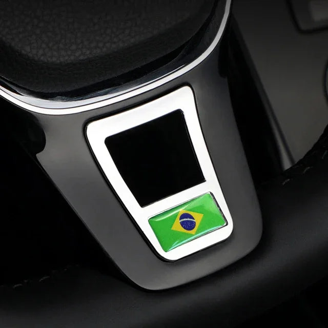 Steering Wheel Emblem Cover Sticker – Flag & Carbon Fiber Designs