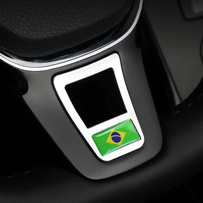 Steering Wheel Emblem Cover Sticker – Flag & Carbon Fiber Designs