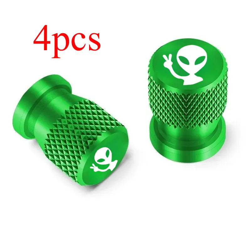 4Pcs Alien Car Wheel Tire Valve Cap