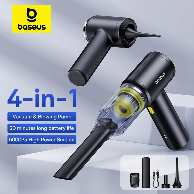 4-in-1 Cordless Car Vacuum Cleaner – 5000Pa Wireless Blower, Inflator & Compactor