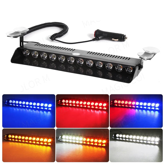 12 LED Car Strobe Warning Light – 12V Waterproof Flash Beacon