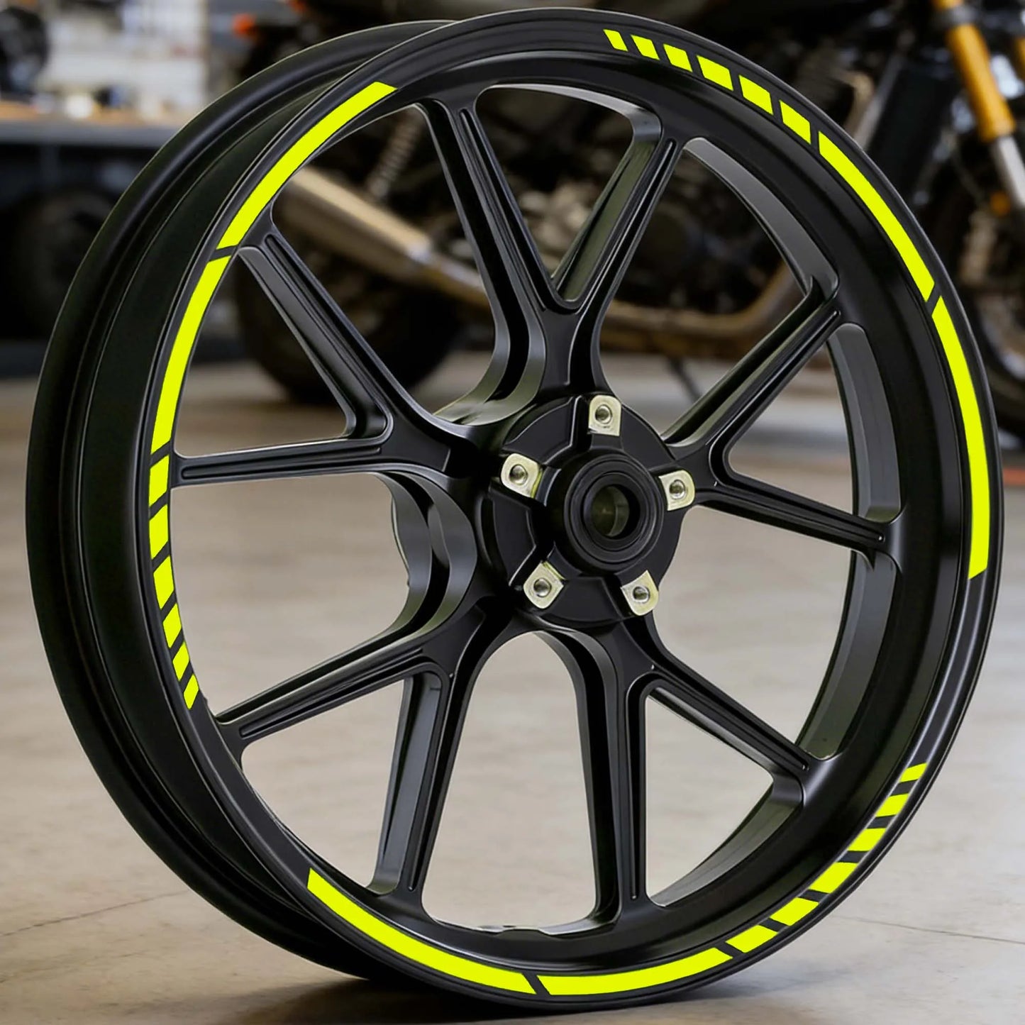 Motorcycle Wheel Rim Stickers – Racing Stripe Vinyl Decals for 15–19" Rims