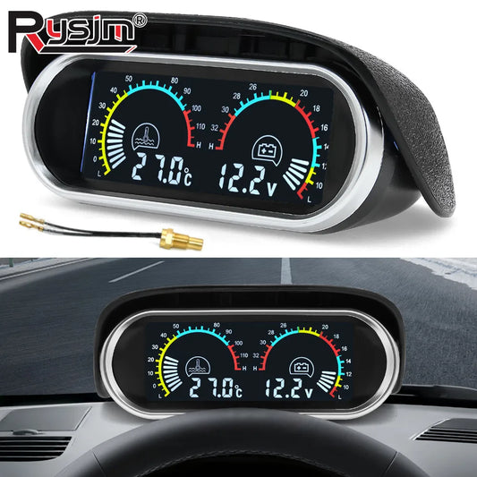2-in-1 Car LCD Water Temp Gauge & Voltmeter 12V/24V